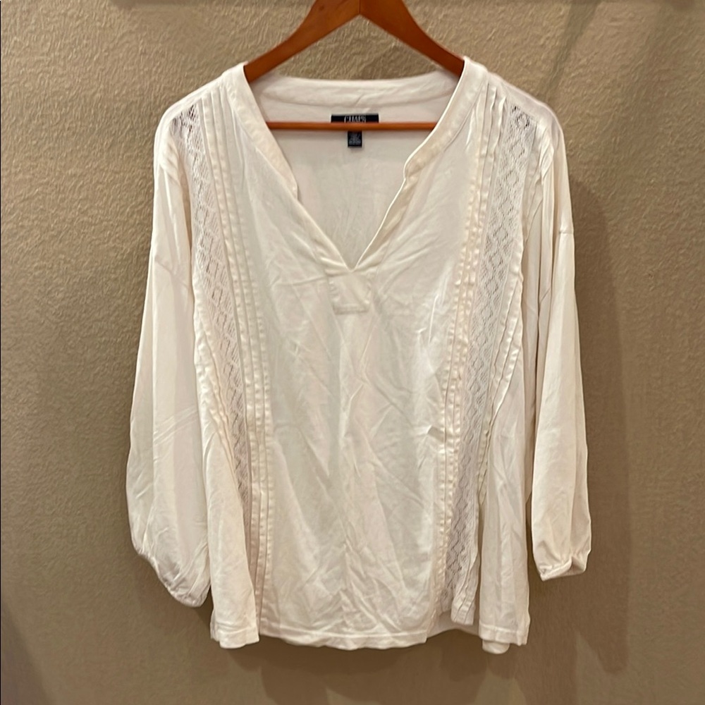 Chaps cream blouse with lace detail 2X